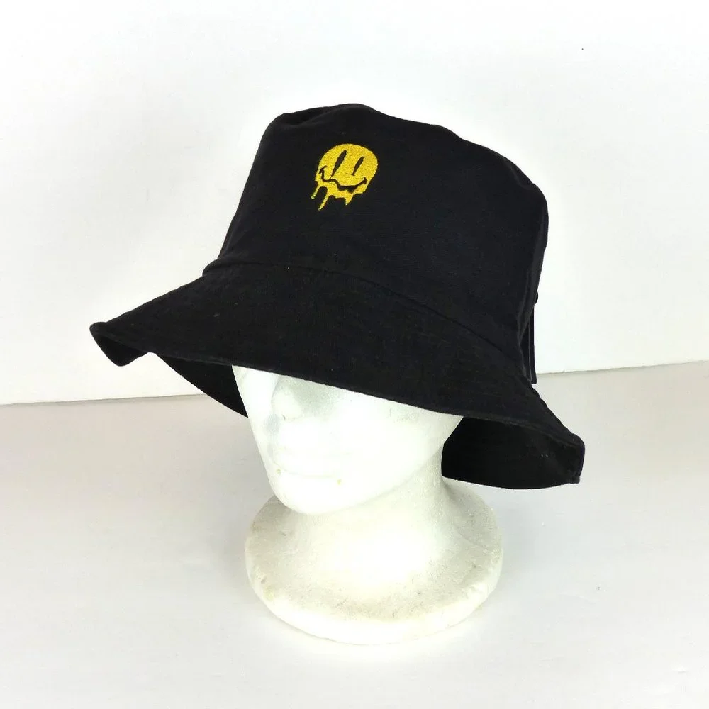 Eighty Eight Embroidered Melting Face Bucket Hat Adult One Size Black Reversible